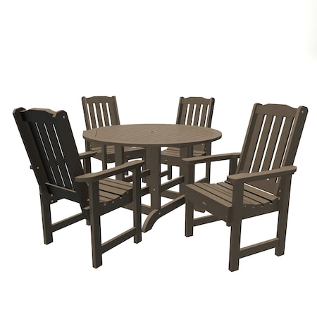 Highwood Usa Lehigh 5pc Round Outdoor Patio Furniture Dining Set AD-DNL48-WBR